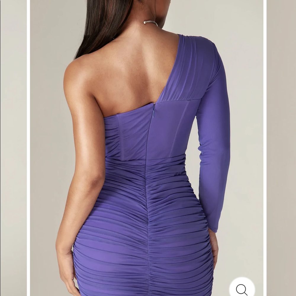Elegant Purple One-Shoulder Midi Dress - Picture 6 of 10
